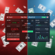 Split-screen sports betting interface illustrating a chaotic, high-risk side versus a calm, strategic, and responsible betting side, emphasizing smart decision-making.